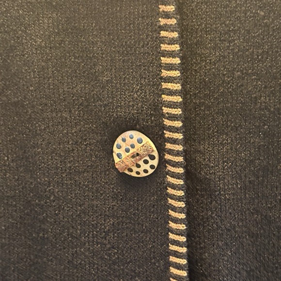 Vintage Rich and Levy Cardigan Sweater Womens Black&Red Gold Pearl Buttons Sz L - Picture 4 of 14